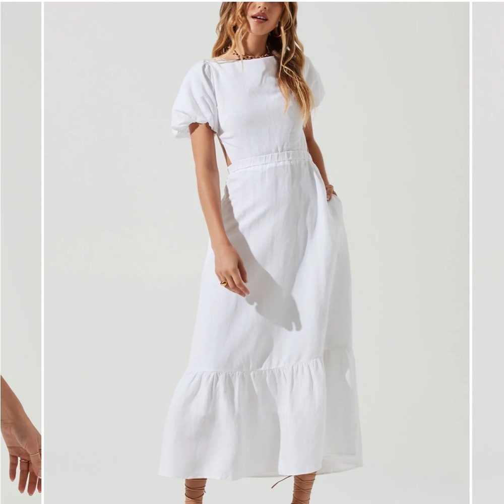 ASTR THE LABEL | JELENA DRESS | WHITE Linen dress - Picture 4 of 8